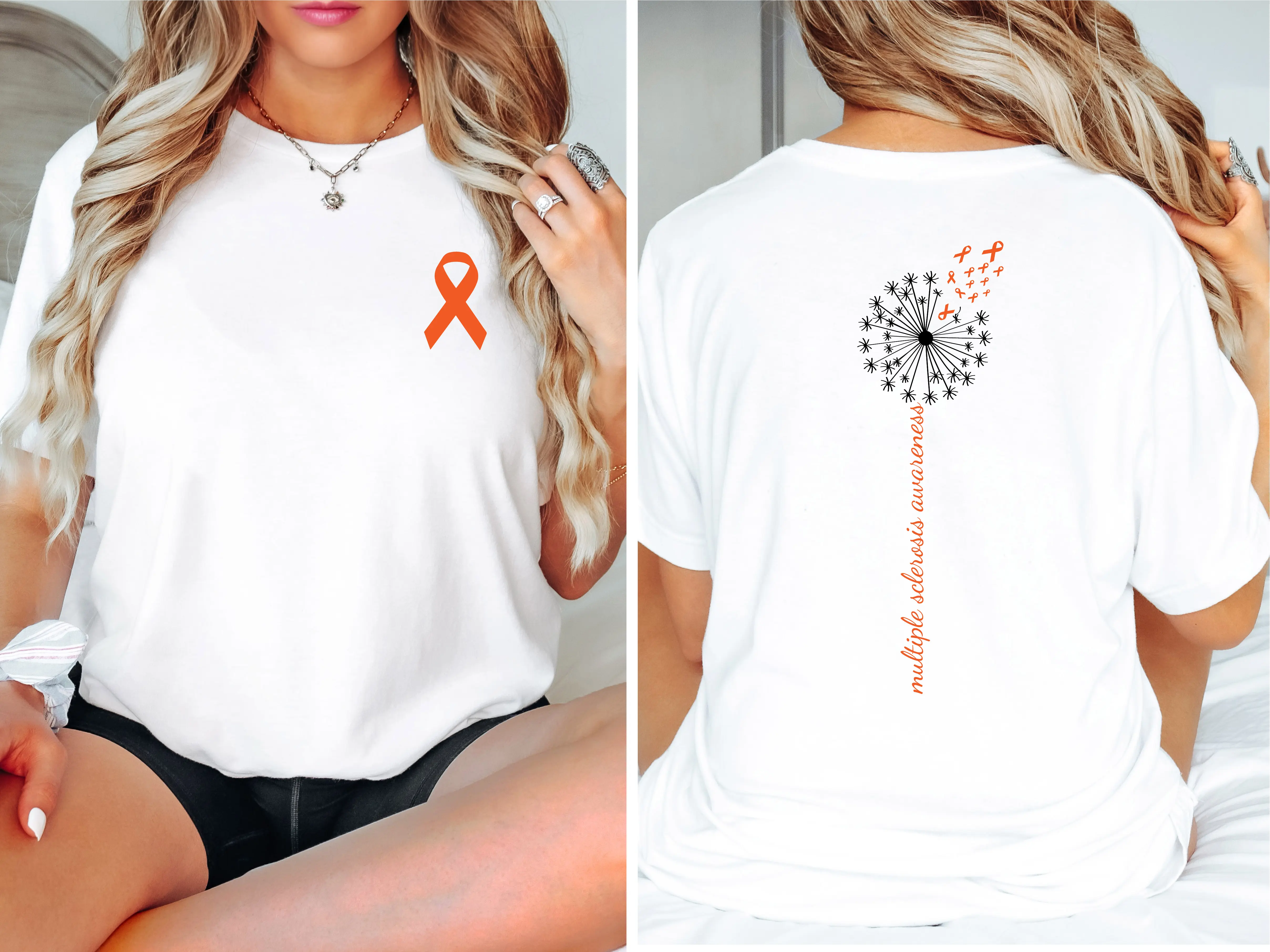 Multiple Sclerosis Awareness Shirt, Orange Ribbon Pocket Size T-shirt, Warrior Gift Tee, Dandelion MS Awareness Tee, MS Fighter Shirt, World MS Day Tee, MS Support Shirt.