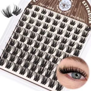 Natural Wispy Lash Clusters 10–16mm – Soft D Curl Eyelash Extensions with Thin Band | DIY Cluster Lashes for Volume Look at Home