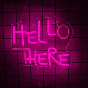 Hello There Neon Sign for Wall Decor, Hell Here Catwoman Neon Signs  Letters Neon Lights Signs for Man Cave Bedroom Bar Pub Decoration