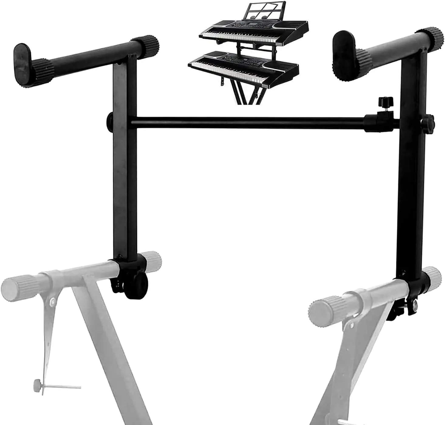 5 CORE 2 Tier Keyboard Stand Attachment Adjustable Electric Digital Piano Stand Support 54 - 88 Key Music Key Boards Rack Holder Music Instrument Accessories Black