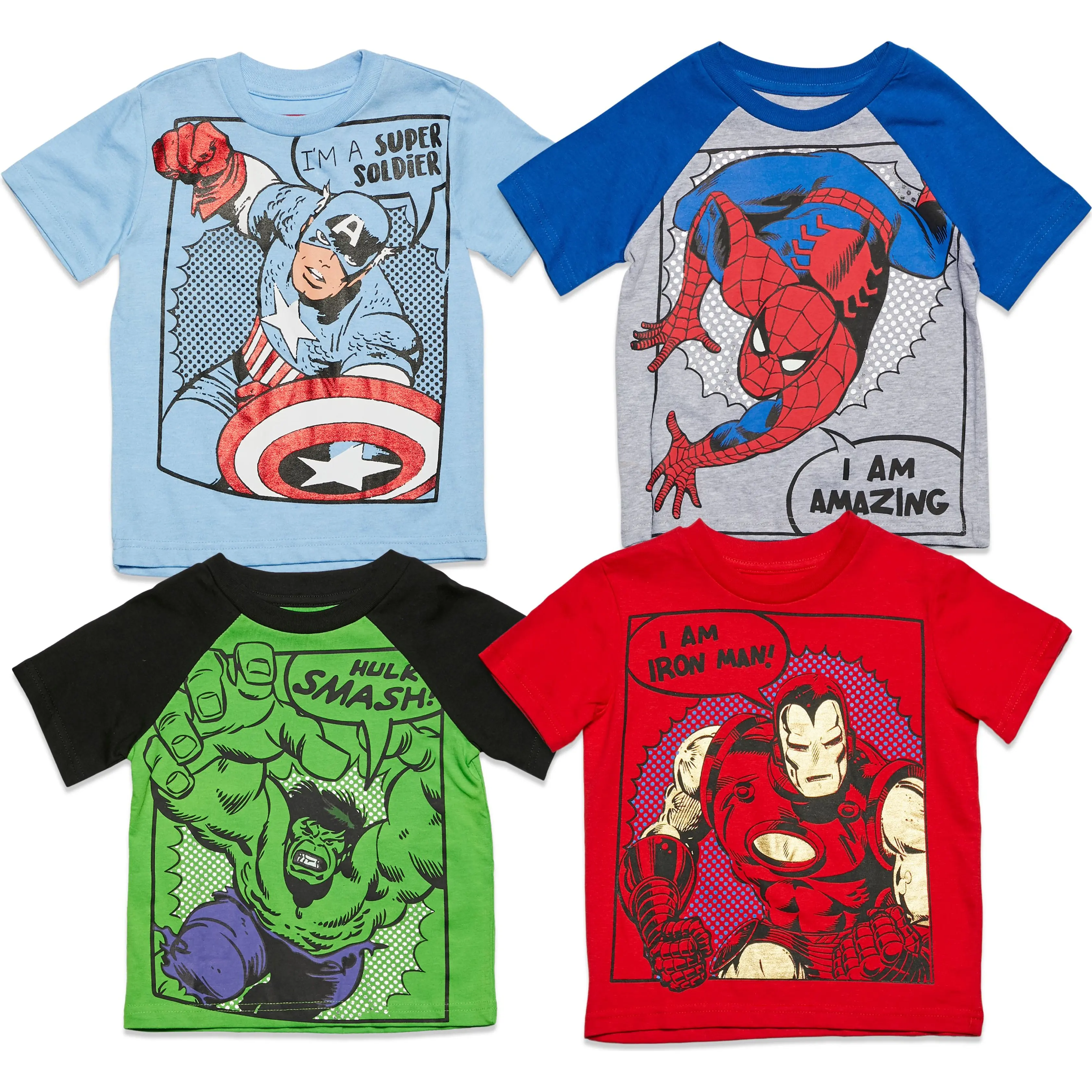 Marvel Avengers Boys' Short Sleeve T-Shirt Multipack Toddler to Big Kid