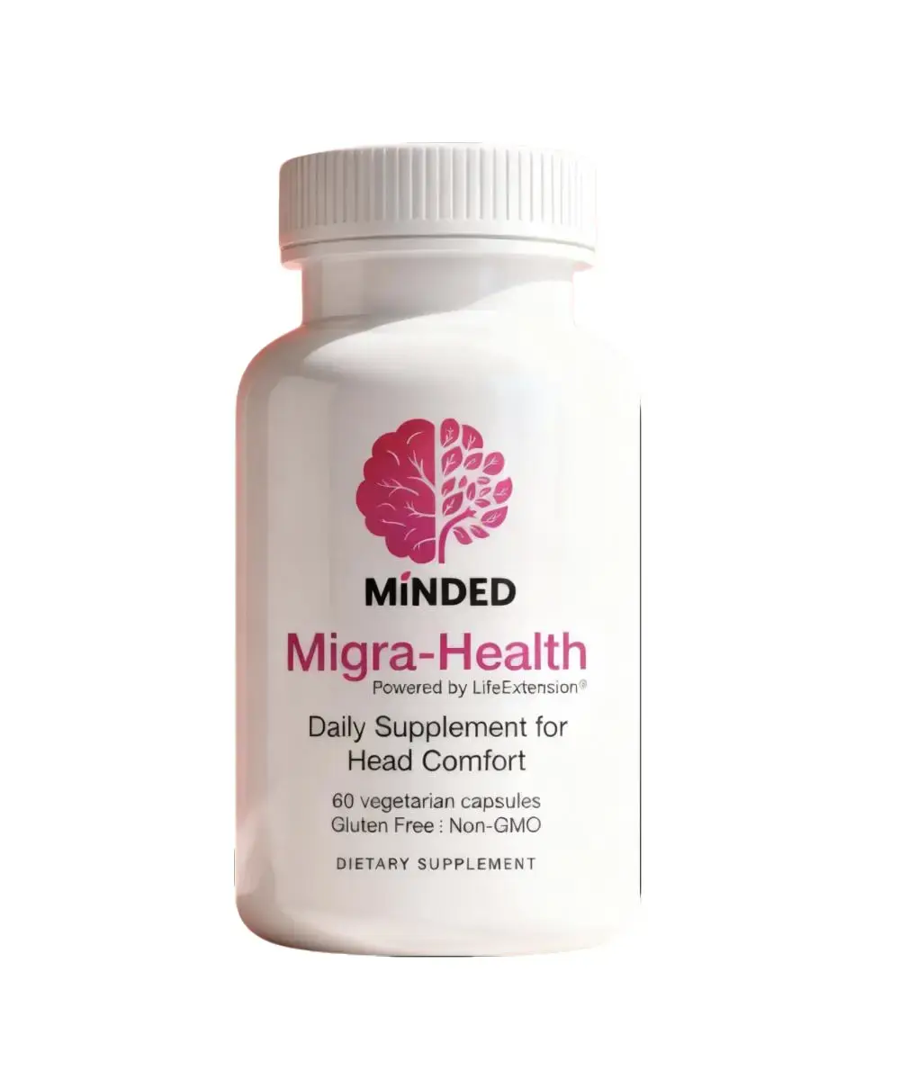 Migra-Health Brain Support Capsules – Head Comfort & Migraine Relief Supplement | Clinically Studied Nutrients | Daily Cognitive Support | Vegan, Gluten-Free, Non-GMO | 60 Capsules