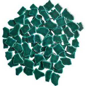 0.78"-1.57" Irregular Ceramics Mosaic Tiles 1.1LB Mosaic Pieces Stones for Home Decoration DIY Craft Plates Flowerpots Vases Cups Mosaic Making Supplies (Cracked Ice Green)
