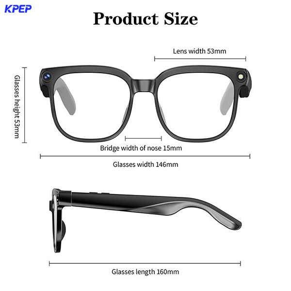 KPEP Smart AI Camera Glasses with 8MP Resolution, Button Touch Adjustment for Travel Outdoor Adventures Hands-Free Photography 160+Languages Real-Time Translation Bluetooth Wireless Wearable Video Recording Sunglasses Blue light blocking, Easter gift