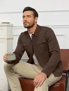 Men's Cardigan Sweater Casual Chunky Knit Multi-Pocket Lapel Collar Button Down Long Sleeve Sweater Fall Winter 2024