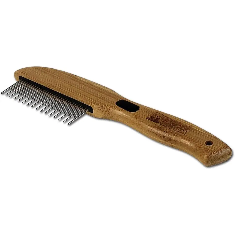 alcott Bamboo Groom Rotating Pin Comb with 31 Rounded Pins for Pets