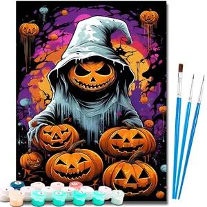 Paint by Number Kits for Adults Beginners, Easy Acrylic Simple Pumpkin Adult Paint by Number Kits, DlY Watercolor Pumpkin Paint by Numbers Kits on Canvas Without Frame for Home Wall Decor Halloween Decoration 16x20inch