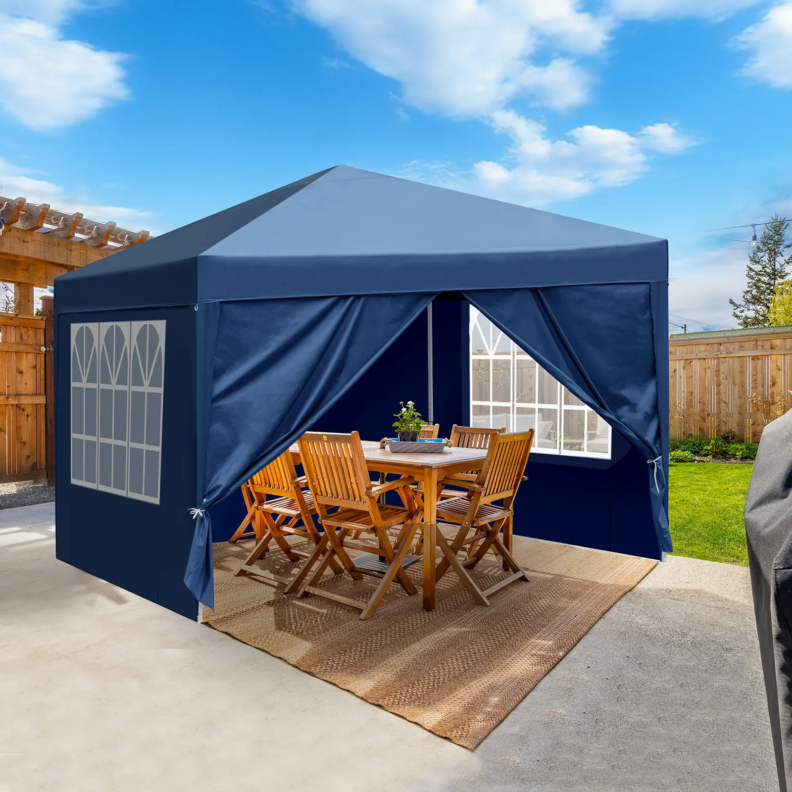 10x10ft Pop Up Canopy Tent with Sidewalls, Outdoor Canopy Tent, Beach Tent, Easy Set up Gazebo for Events, Parties, Camping Outdoor design, sun shelter, Waterproof Double-Roof Adjustable Shade