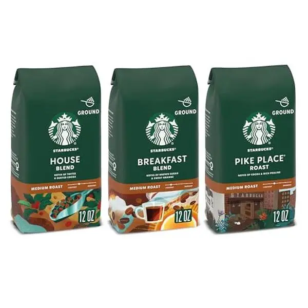Starbucks Medium Roast Ground Coffee, Variety Pack, 3 bags (12 oz each)