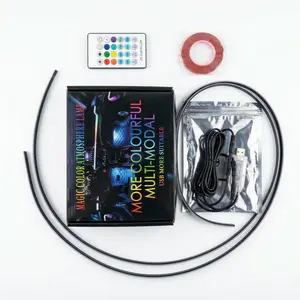 Ambient Lighting Car led Lights Interior, 43.3'' USB Powered Acrylic Neon Flexible Strip Model y Ambient Lighting kit with Remote APP,Dynamic RGB 2 in 1 Music Lights Sync for Inside car Decorations wireless remote luz led carro mode dashboard lights