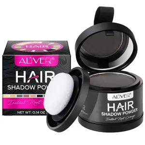 ALIVER Multi-functional Hairline Powder 4g/ dark brown 1 box, comes with a mirror, can be used for hairline powder, eyebrow powder, highlighter powder, eyeshadow, etc. It does not fade for a long time, is waterproof and sweat-proof, Cosmetic