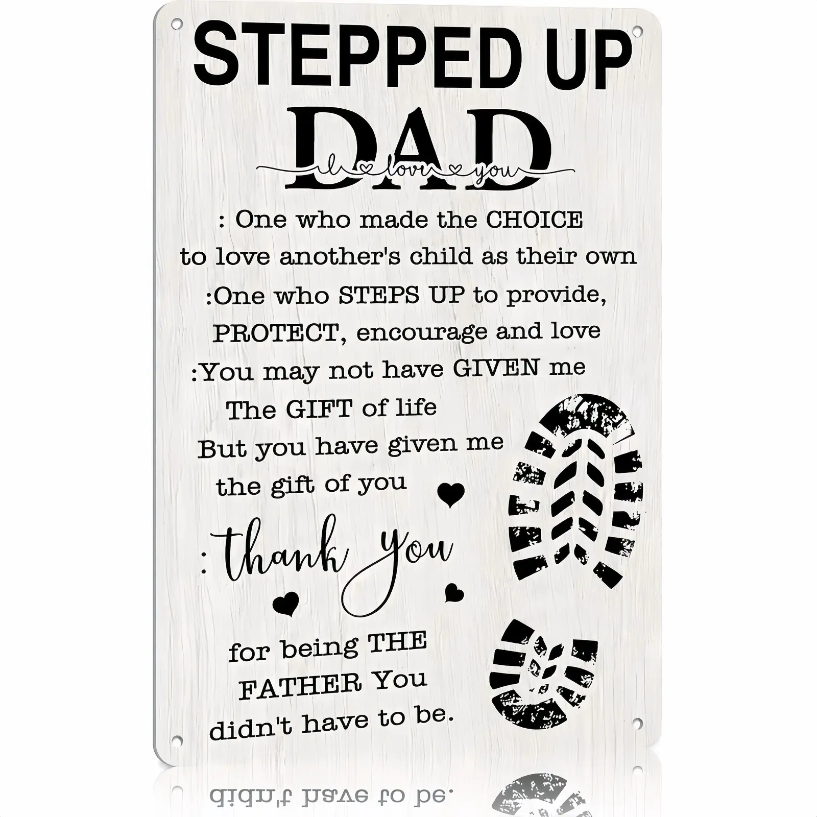 8x12 in "To My Stepped Up Dad" Metal Tin Sign - Rustic Aluminum Wall Decor Plaque, Dad Gift for Stepdad, Unique Father's Day & Birthday Present, Man Cave Decor, Gifts For Dad