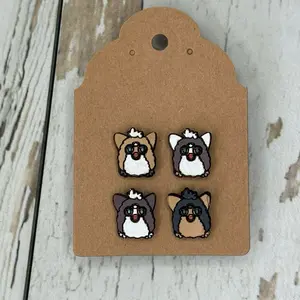 Hand Painted Decorative Thumb Tacks for Bulletin or Corkboard: Furbies, Mary Mushrooms, Happy Popcorn Buckets, Sushi Rolls, Ramen 4 Tacks Per Set