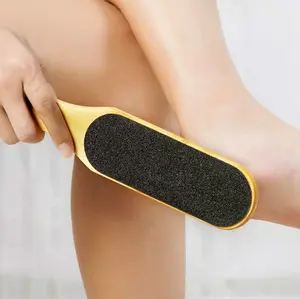 Pedicure Foot File, Wooden Double-Sided Feet Scrubber Reusable Professional Pedicure Tool with Handle for Callus, Dry, and Dead Skin Removal Elbows, Feet, Heels