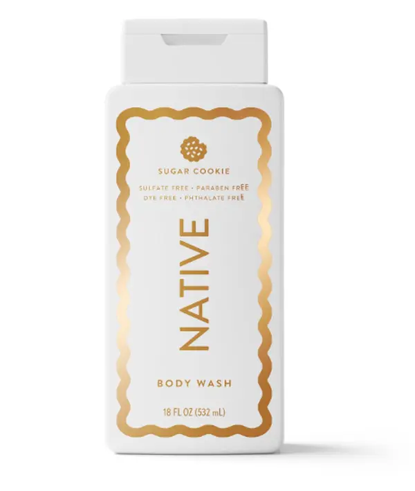 Native Body Wash, Holiday Edition, Sugar Cookie Scent, Contains Naturally Derived Ingredients | For Women & Men, Sulfate, Paraben, & Dye Free Leaving Skin Soft and Hydrated | 18 oz