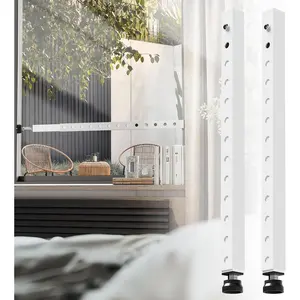 Adjustable Window Security Bars, Inside Vertical Security Window Bars, Heavy Window AC Lock Bar with Rubber Feet for 17-32 Inch Double Hung Up and Down Windows, 2 PCS Patented Window Stopper