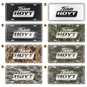 Customization 6x12 Inch Aluminium License Plate Team Hoyt Archery Hunting Camo US Flag Deer Skull Tactical Rugged Outdoor Bowhunter Truck Decor Gift
