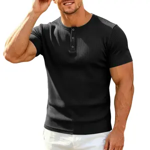 LEHMANLIN Men's Muscle Henley Shirt Slim Fit Short Sleeve Casual Fashion T-Shirt Business Underwear Tshirt Menswear Streetwear Crewneck Top Wetsuit