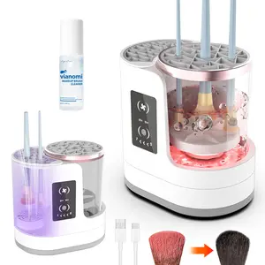 3in1 Electric Makeup Brush Cleaner Machine & Makeup Brush Cleaner, Portable Automatic USB Beauty Brush Cleaning Tool with Drying Rack, Make Up Brush Cleansers Solution