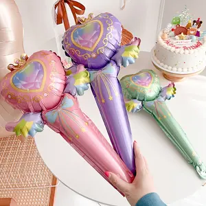 Inflatable Fairy Wand Creative Foil Balloons Party Layout Props Cartoon Foil Balloons Fairy Wand Foil Balloons Inflatable Balloons Birthday Party Balloons