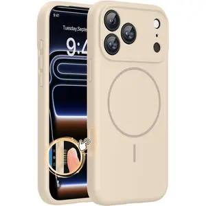 Magnetic for iPhone 17 Pro Max Case, Compatible with MagSafe, Integrated Silicone Camera Control Cover, 3.0mm Thicken Shockproof Drop Protection Phone Case for 17 ProMax, Sand