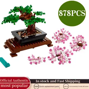 2026 new stock 878PCS bonsai tree flower plant biomimetic flower eternal flower bonsai eternal flower block toy compatible with 10281 11651 X19004 model home desktop decoration ornament children's creative DIY party birthday gift