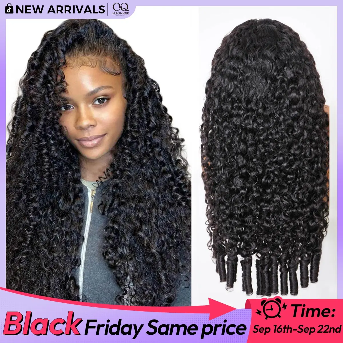 OQ HAIR Full Burmese Curly 13x6 Lace Frontal Glueless Wigs #4 Brown Color 220% Density Water Wave Virgin Human Hair Wigs Pre Plucked Natural Hairline #tiktokshopstockup #SohoChic