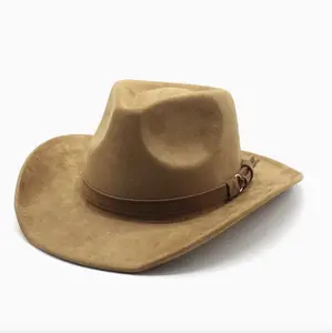 New European And American Style Woolen Western Cowboy Hat, Couple Hat For Men And Women, Suede Fabric