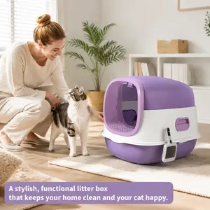 Large Enclosed Hooded Litter Box for Indoor Cats, with Odor Control, Built-In Filter, Easy-Clean Design, Anti-Litter Tracking