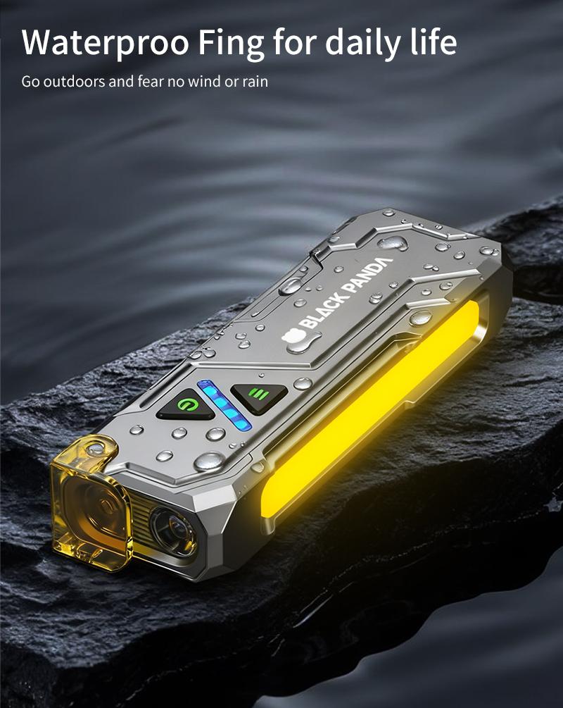 Black Panda Hiking Repair Flashlight with Magnetic Suction Function - Compact & Portable for Outdoor Activities