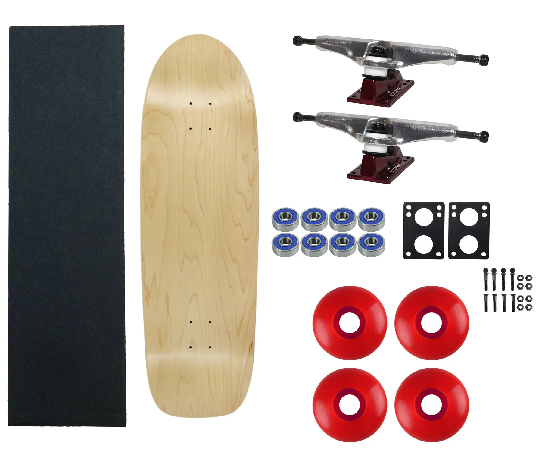 Moose Old School 33" Natural, Hollow Silver/Red Trucks, 58mm Red Wheels
