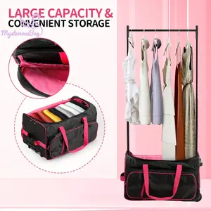 Bags&suitcases 23-Inch Dance Bag With Garment Rack, Foldable Travel Garment Bag, Fashionable Softside Wheeled Luggage