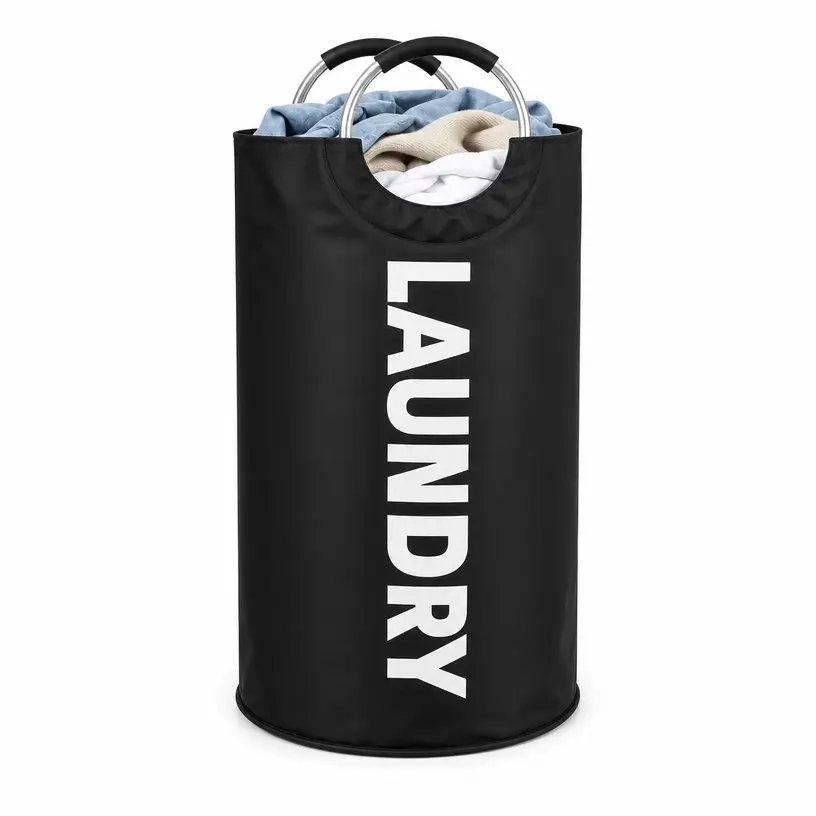 2pcs Large Laundry Basket | Foldable, Elevated, High Quality With Half Ring Handle Design