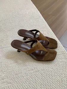 New High Heel Women's Sandals, Thong Style Thin Heels Fashion Design Versatile Casual Elegant Fairy Wind Rubber Shoes, Perfect for Weddings Parties Beach Home Outdoors Evening Events