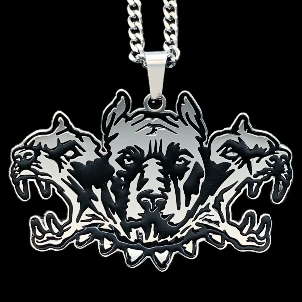 Wardogs Brand City Morgue WARDOGS Necklace 2" Mirror Polished ZillaKami SosMula Pendant Laser Carved Stainless Steel Black Enamel Choice of Chain Free Gift Included