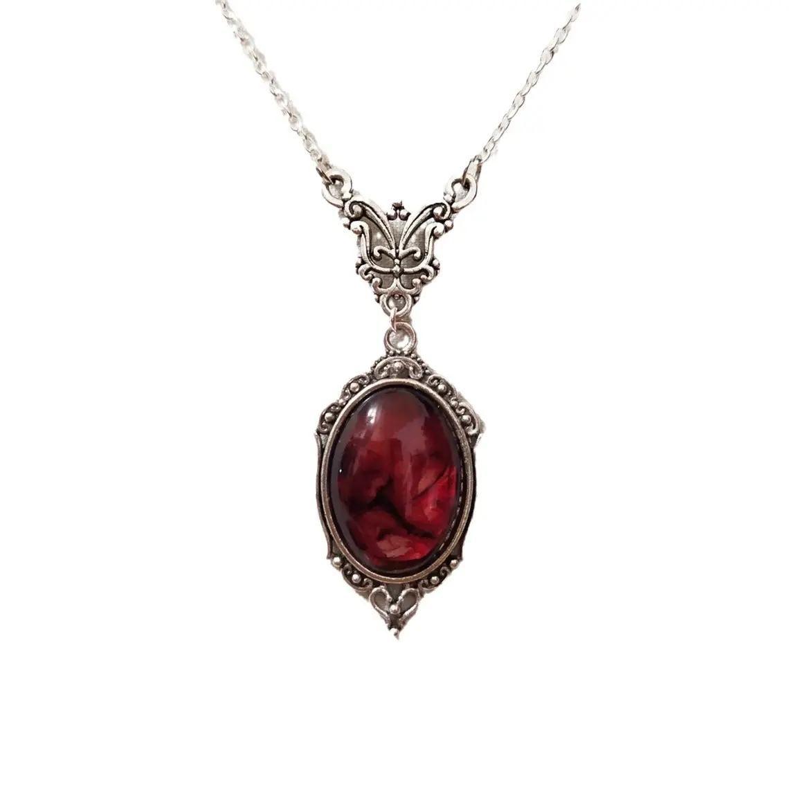 Gothic Necklace Vintage Stardust Crystal Cameo Pendant Necklace Punk Style  Pendant Oval  Necklace