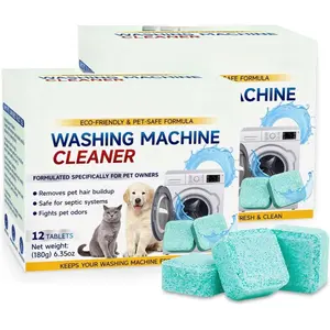Household Washing Machine Cleaner Tablets, 24-Pack (12-Month Supply) for HE, Top & Front Load Washers - Removes Stubborn Pet Hair, Odors, Mold & Residue, Septic Safe, Fragrance Free