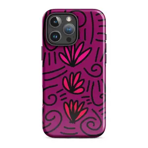 FLOWER WHIMSY Phone Case | Purple Squiggle Floral Design | Cute Doodle Art iPhone 17 16 15 14 13 Pro Max MagSafe