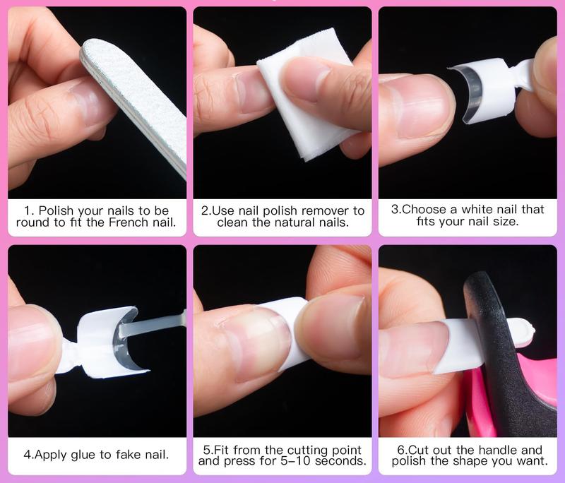 White French Nail Tips 120 PCS Short French Style Acrylic Nail Tip 12 Sizes False Nail Clear and White Press on Nails for Women