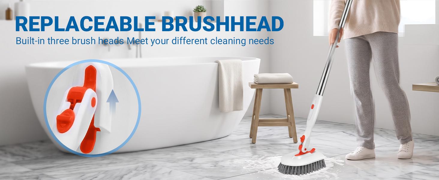 GLUMZRK 3-in-1 Floor Scrub Brush with 52-in Adjustable Long Handle & 3 Detachable Brush Heads - Cleaning Tools for Long Reach Multi-Surface Clean in Bathroom, Kitchen GLUMZRK 3-in-1 Floor Scrub Brush with 52-in Adjustable Long Handle & 3 Detachable Brush Heads - Cleaning Tools for Long Reach Multi-Surface Clean in Bathroom, Kitchen