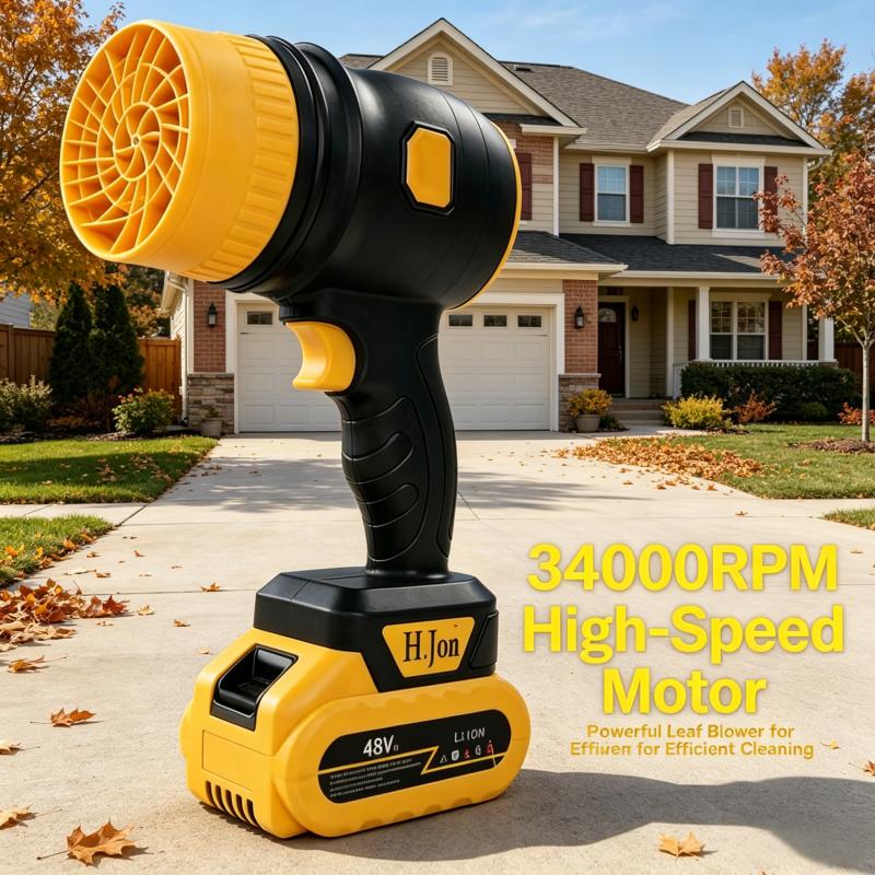 Cordless leaf blower, brushless dust collector, 3400 rpm, handheld electric dust collector for household cleaning, automobiles, outdoor use 21V mini dry blower fan, (tool only) US standard two plug