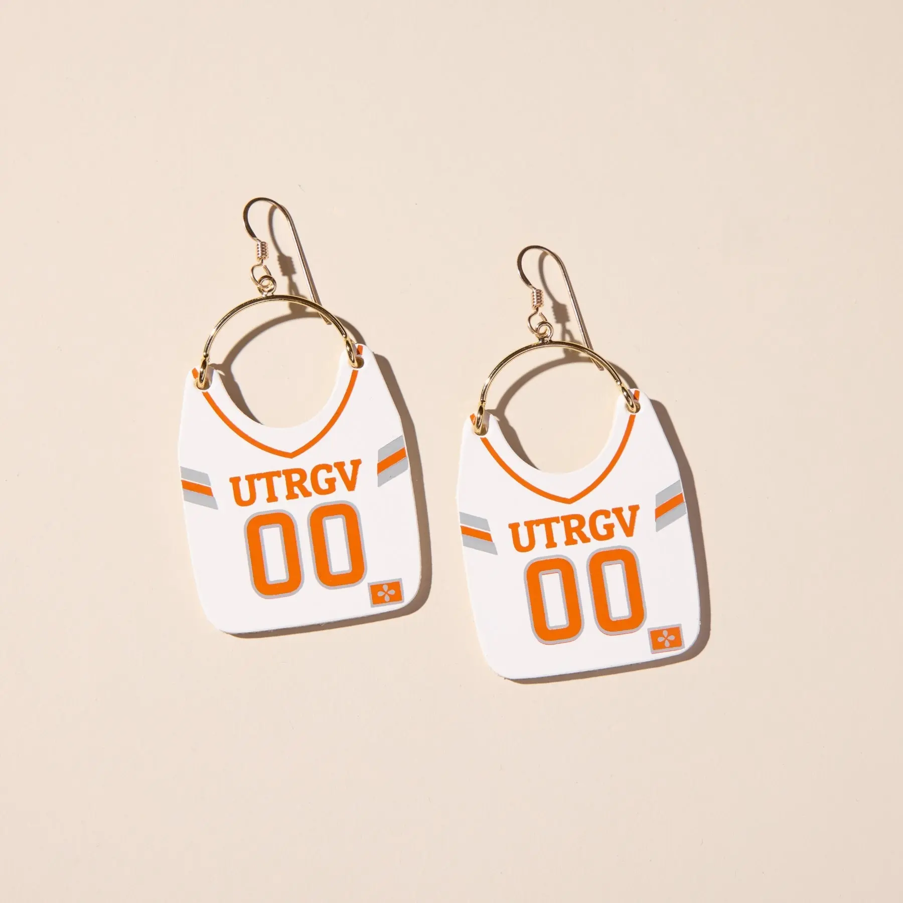 White UTRGV Football Jersey Earrings
