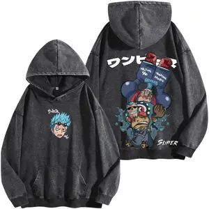 Franky & Tony Tony Chopper Washed Hoodie, One Piece Duo Graphic Tee, Anime Streetwear Shirt, Oversized Manga Fan Apparel