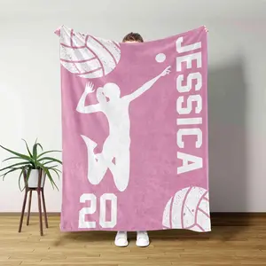 Custom Volleyball Senior Night Gift - Personalized Sherpa Throw Blanket for Player, Team & Coach - Soft Fleece Blanket for Teen Girls & Sports Lovers