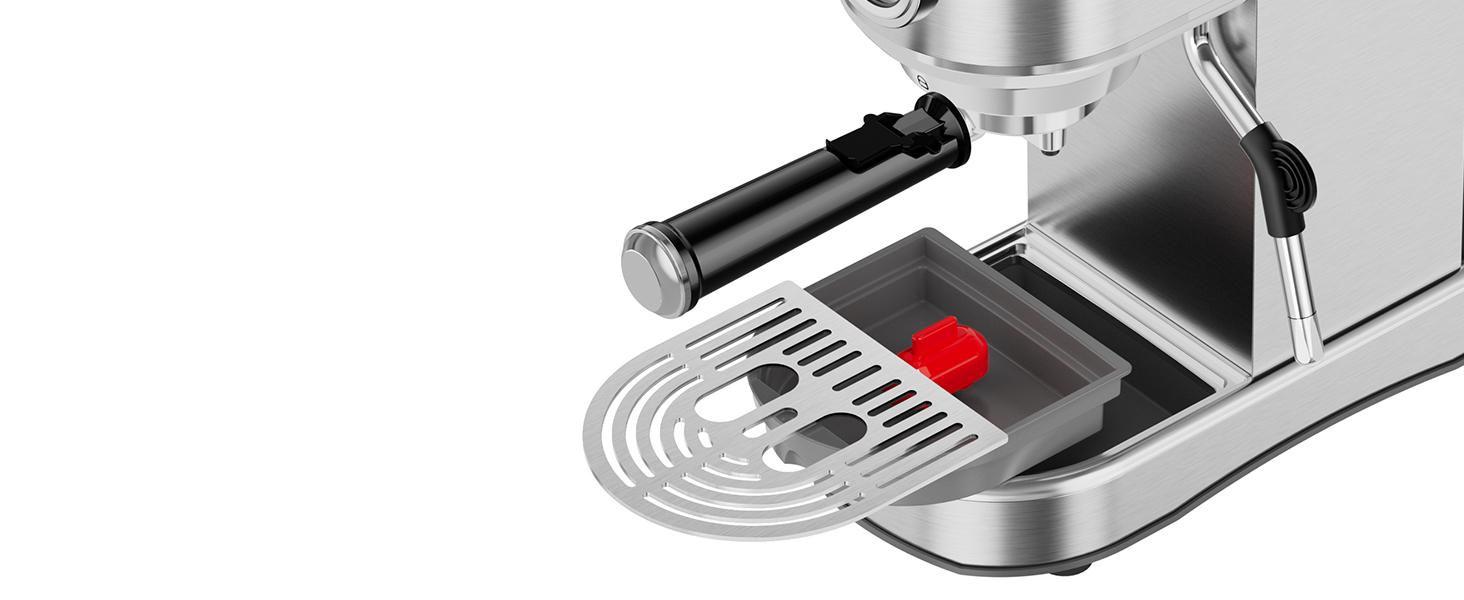 Espresso Machine 20 Bar, Compact Coffee Maker with Stainless Steel Design & Steam Milk Frother, 34oz Removable Water Tank for Lattes & Cappuccinos, Silver