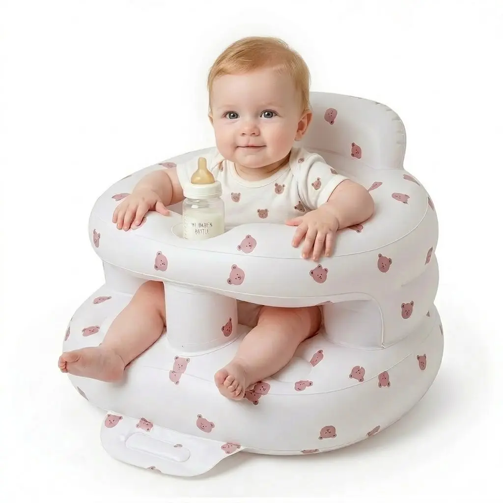 Inflatable Baby Seat with Built-in Air Pump, Inflatable Toddler Baby Chair for Babies 3 Months & Up, Blow up Baby Seat with Full Enclosure Protection, Baby Stuff with PVC Material, Sit Me Up Floor Chair