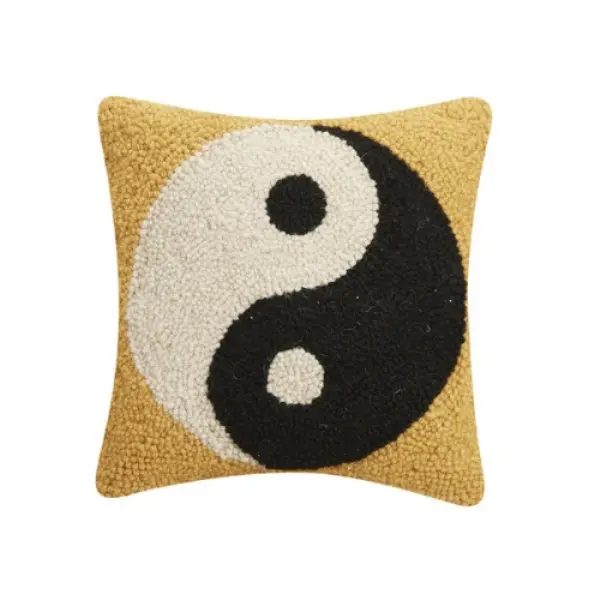 10-in Yin-Yang Polyester Filler Hook Pillow, 10-in Size, Balance-Themed Indoor Pillow for Whimsical Home Decor