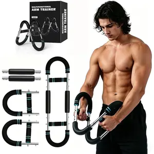 All Fitness Stage Novice Expert Upper Body Muscle Activator, 60-90/90-120lb Variable Pound Power Twister Bar, Home Gym Multi Spot Training Gear, Removable Twin Spring Arm Twister Trainer