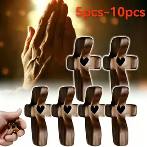 5/10pcsMini Olive Wood Crosses Set Handcrafted Christian Symbols Ideal Spiritual Gifts for Faithful Perfect for Prayer Worship Devotional Keepsakes Religious Design Vintage Multi Functional Mahogany Brown tiktokshopspringglowupPocket Wooden Cross with