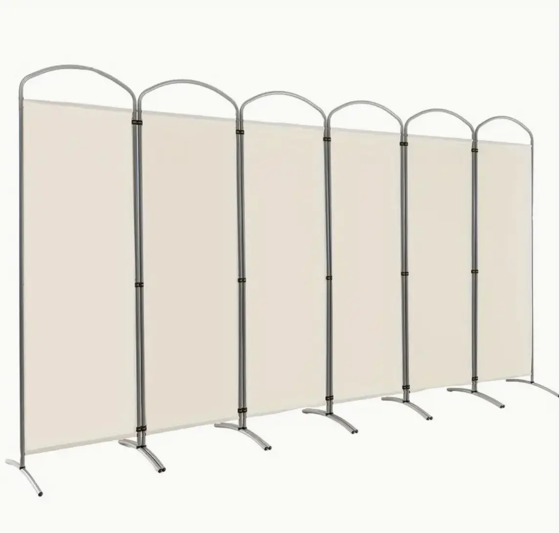 [SUNBELT] 6-Panel 6 Ft Extra Tall Folding Privacy Screen - Ultimate Home Privacy & Portability | White Fabric, Easy Assembly, Space-Saving Design
